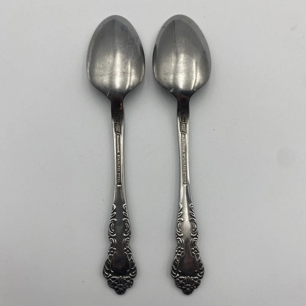 Set of 2 Teaspoons Ekco Eterna Beaumont Stainless Steel Japan‎ Vintage
